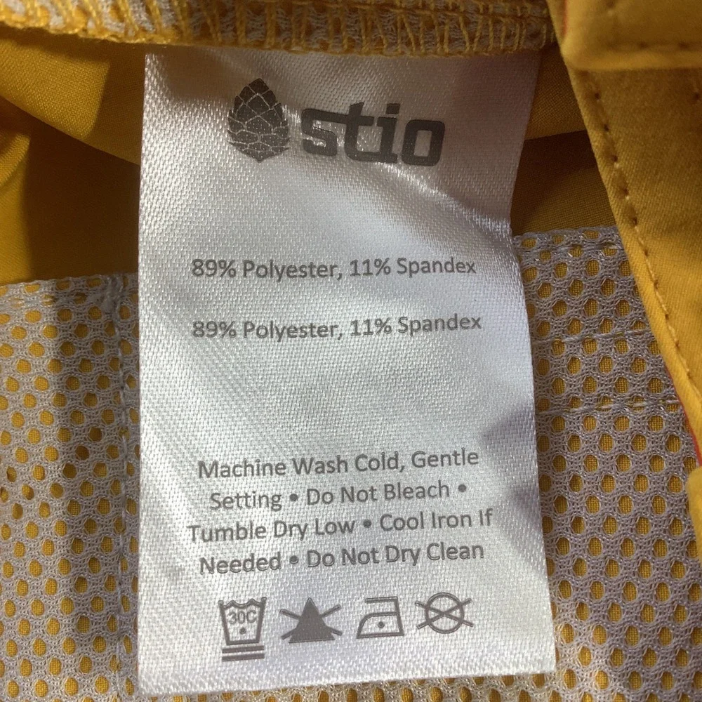 Stio Mens CFS Board Shorts Quick Dry Swim Trunks Yellow Size 33 NWT